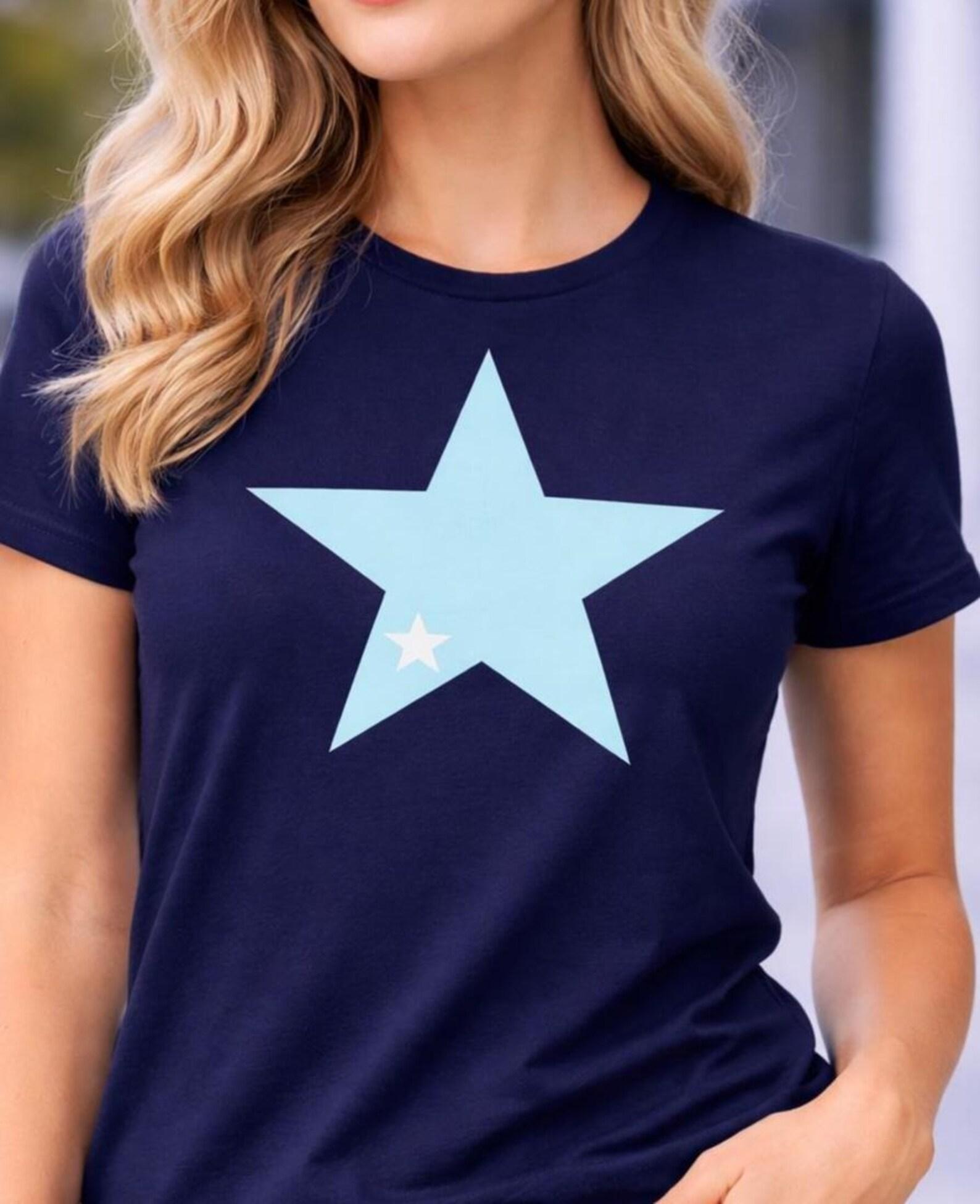 Navy Baby Blue Star T-Shirt | Minimalist Graphic Streetwear Tee | Unisex Cotton | Starram 2XL