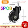 AD 5Pcs Furniture Casters 10MM 11MM Heavy Universal Mute Wheel 360° Swivel Rubber Roller for Platform Trolley Chair Accessories