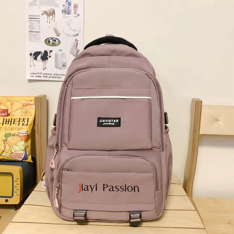 Students Schoolbag Women's Senior High School Backpack Letter Print Large Capacity Backpack