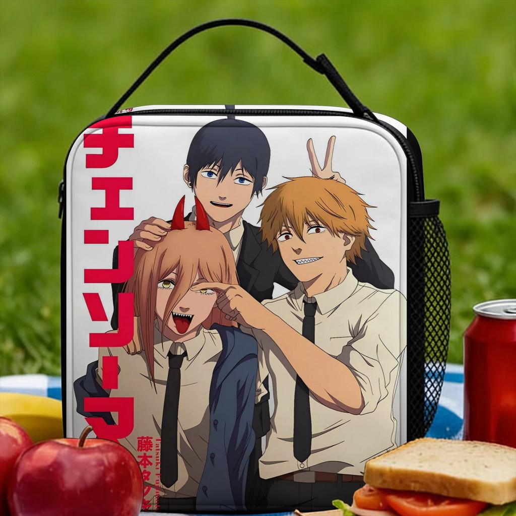 Chainsaws Man Lunch Bag Aesthetic Lunch Box For Child Travel Convenient Cooler Bag Oxford Graphic Thermal Lunch Bags