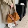 Brand design faux suede Female Messenger Crossbody bag Wide strap Shoulder Bag for lady handbag big capacity bolsos totes brown