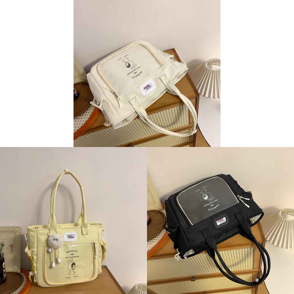 Cute Cartoon Nylon Shoulder Bag Letter Pattern For School Girls