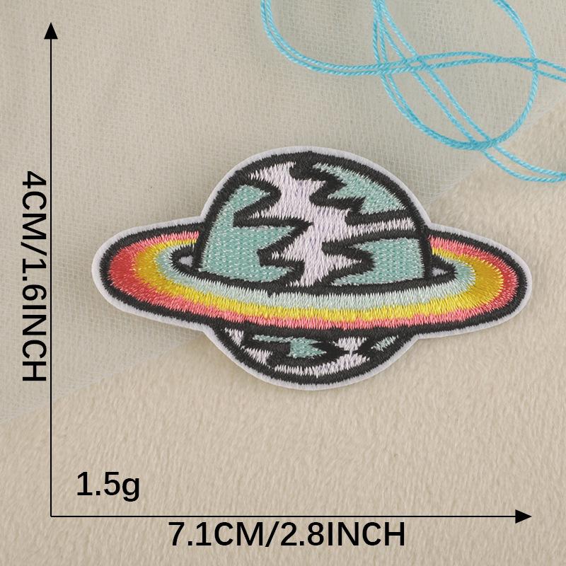 Toppa Ricamata Originale a Forma di UFO e Pianeta dei Cartoni Animati per Accessori d'Abbigliamento Fai-da-Te