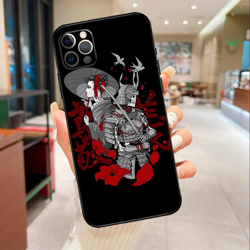 Samurai Warrior Geisha Phone Case For iPhone 17 16 15 14 13 12 11 Pro Max mini 16 Plus 16e 17 Air Protective Cover