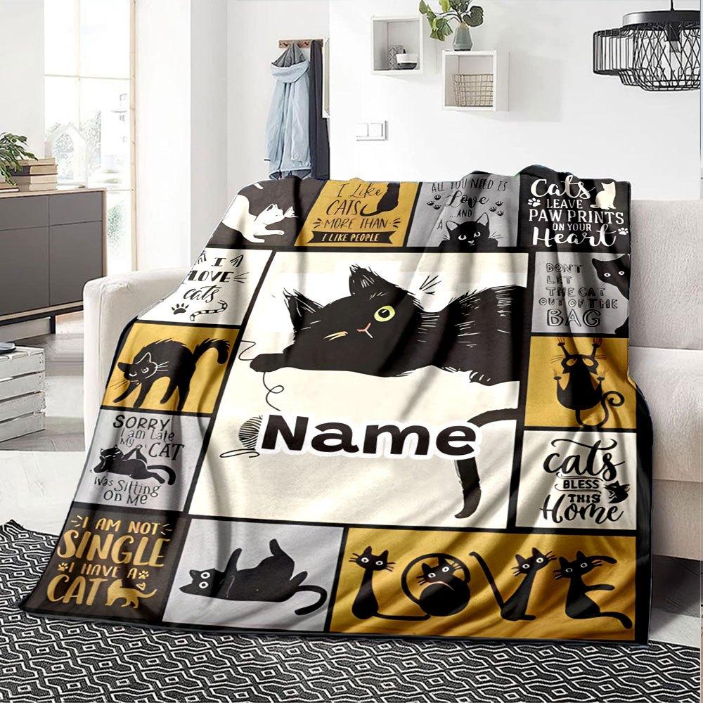 Cats And Quotes Gift Personalized Text Comfortable Texture Versatile For Sofa Couch Office Bed Picnics All Season Use Versatile Accessory Perfect Gift