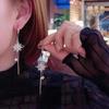 Zircon Flower Long Tassel Earrings: Korean Style, Slimming Face Design, S925 Silver Needle