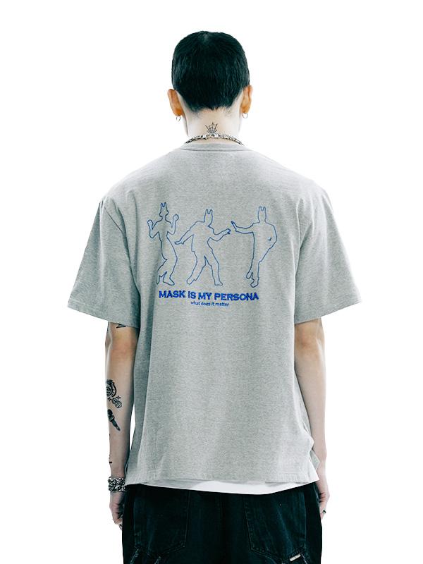 OURPOCKETS Grid Dance Persona T-Shirt (Gray)