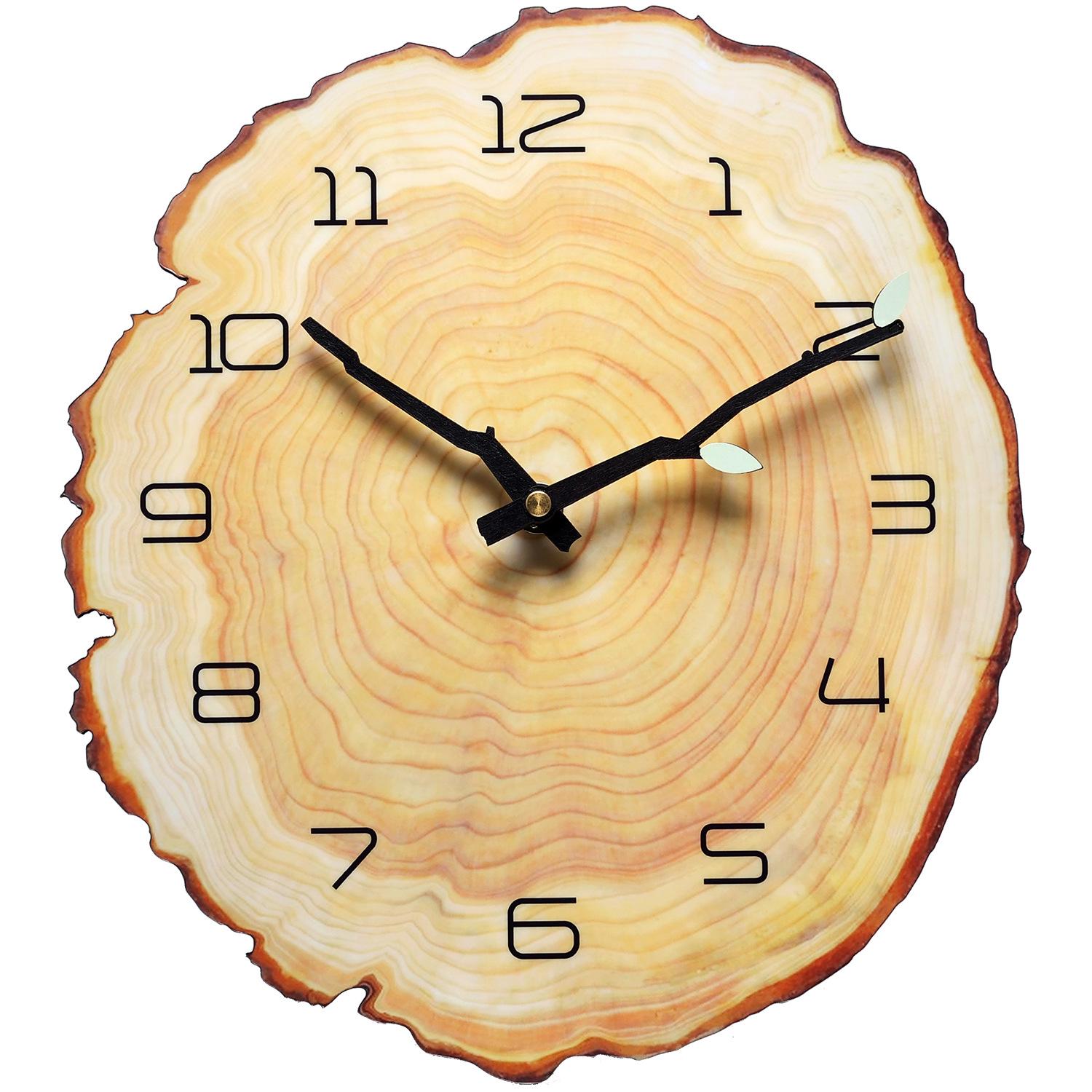 Personalized Creative Luminous Silent Wall Clock - Annual Ring Shape MDF Luminous Hands (12 inches)