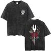 Washed Vintage Game Hollow Knight Double Sided Print T-shirt Fans Gift  Women Fashion Casual Oversized Short Sleeve T Shirts