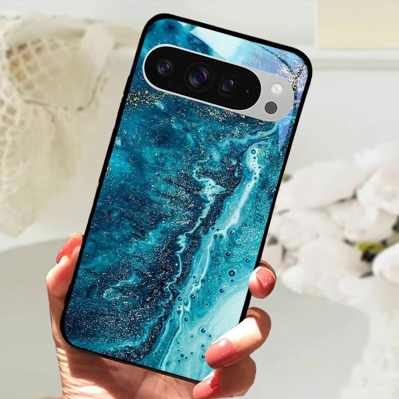 Gehärtetes Glas Handyhülle Für Google Pixel 9 Pro XL Hartes PC Funda Für Google Pixel 9a Pixel9 5G Niedliches Tier Glas Rückseite