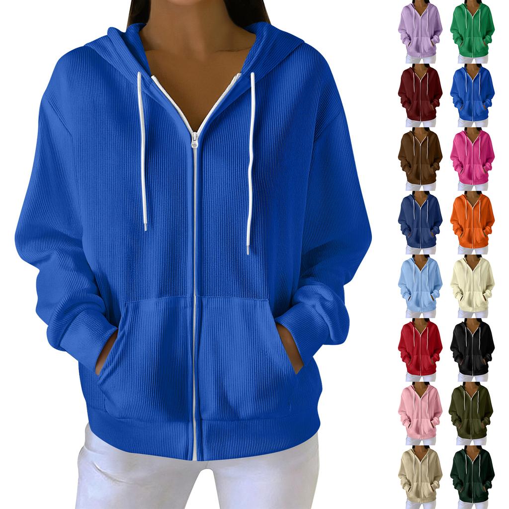 Women's Casual Fashion Long-Sleeved Zip-Up Christmas Print Knitted Hoodie