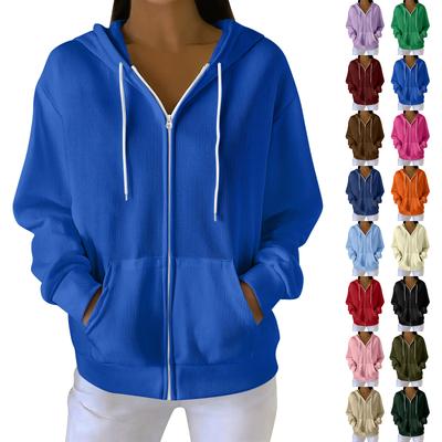 Damen Freizeitmode Langärmiger Strick-Hoodie mit Reißverschluss und Weihnachtsdruck