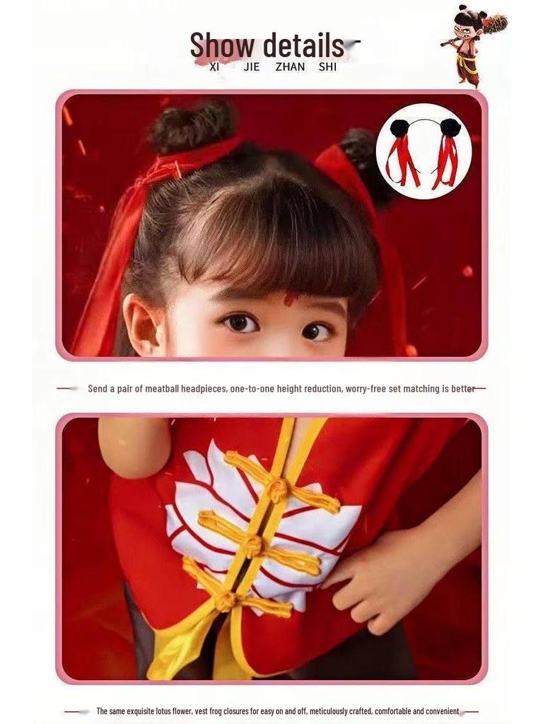 Cosplay kostým Nezha Démonické dítě pro děti - Unisex divadelní sada pro Den dětí