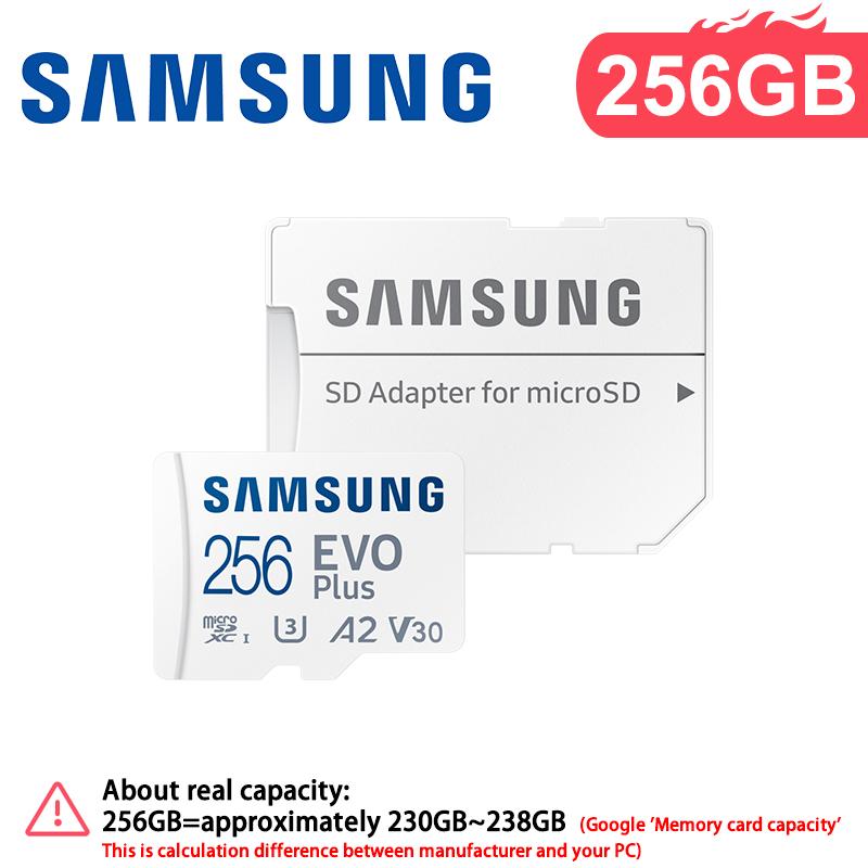 

Карта памяти Samsung 128 ГБ micro sd EVO Plus tf+Адаптер 64 ГБ 256 ГБ 512 ГБ microSDXC, Скорость до 160 МБ/с, UHS-I, C10, U3, V10, A3, для телефонов, DJI, камер 256GB