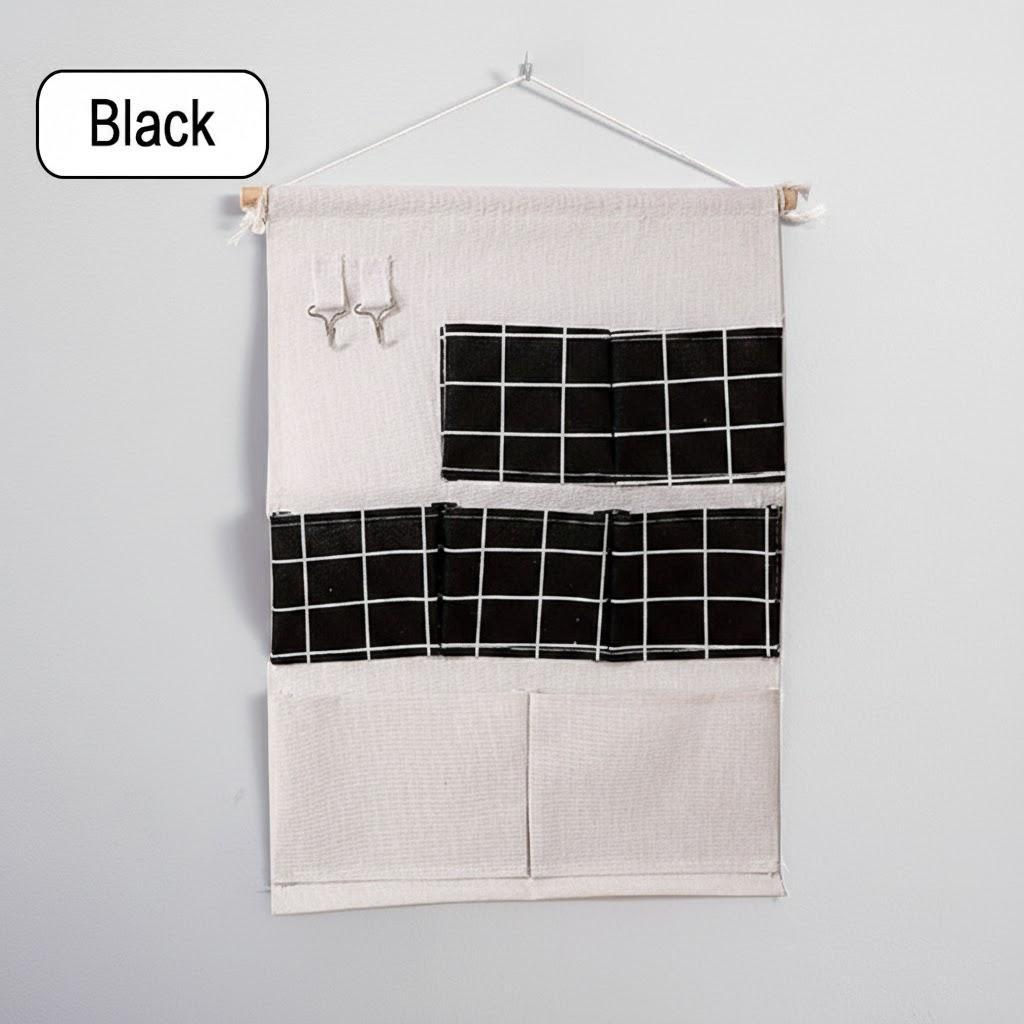 

Cotton Linen 7 Pocket Waterproof Hanging Storage Bag Bathroom Bedroom Wall Organizer Wardrobe чёрный