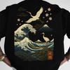 Καλοκαιρινό Ανδρικό Streetwear T-Shirt Ukiyo-e Ιαπωνικό Κύμα Άνθος Κερασιάς Γερανός Εκτύπωση Λαιμόκοψη Κοντομάνικο Πολυεστερικά Τοπ