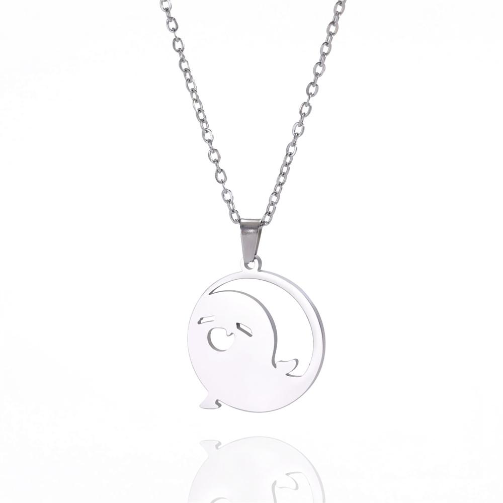 Anime Genshin Impact Hu Tao Pendant Necklace Cute Cartoon Stainless Steel Ghost Necklaces Fashion Jewelry Halloween Gift