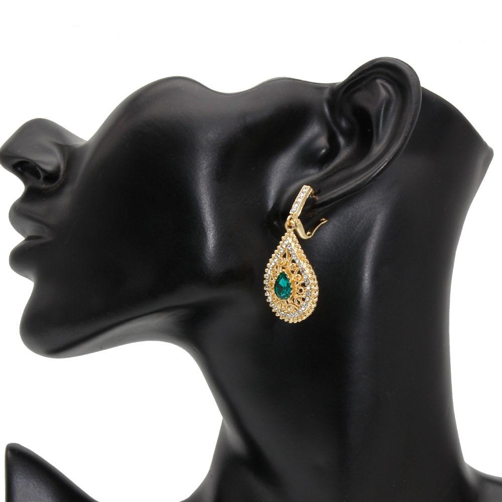 Gold Color Water Drop Dangle Earrings for Women Ethnic Wedding Jewelry Hollow Flower Rhinestone Bridal Gifts