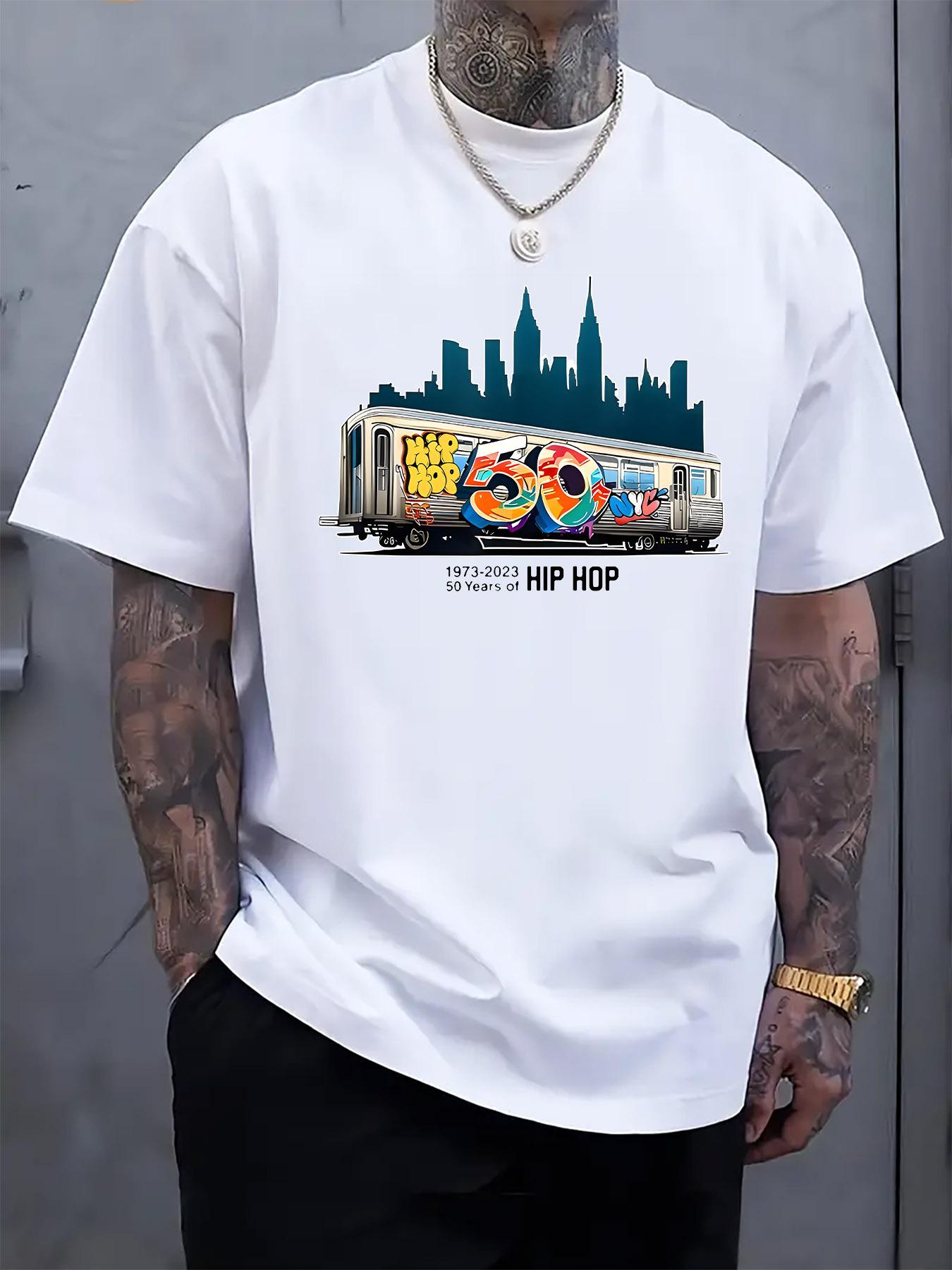 50th Anniversary Hip-Hop Graphic T-shirt - NYC Subway & Graffiti Print L