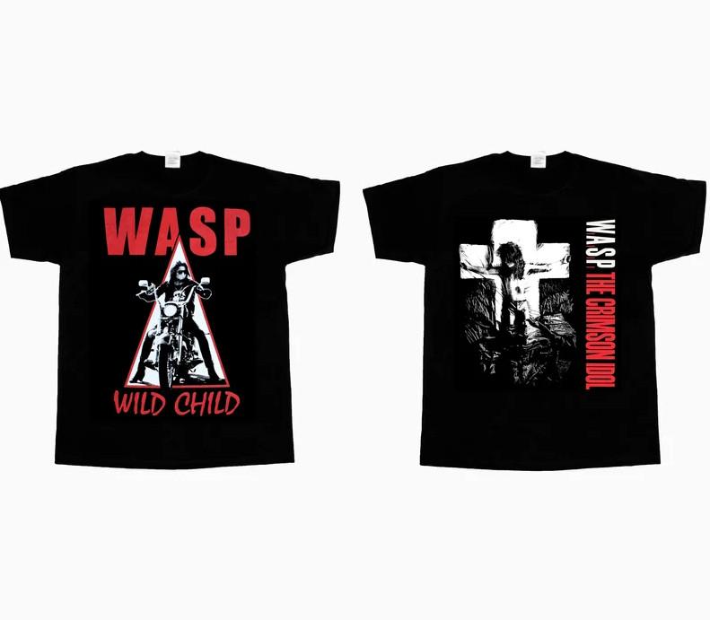 wasp w.a.s.p. crimson idol, wild child new black short sleeve t-shirt