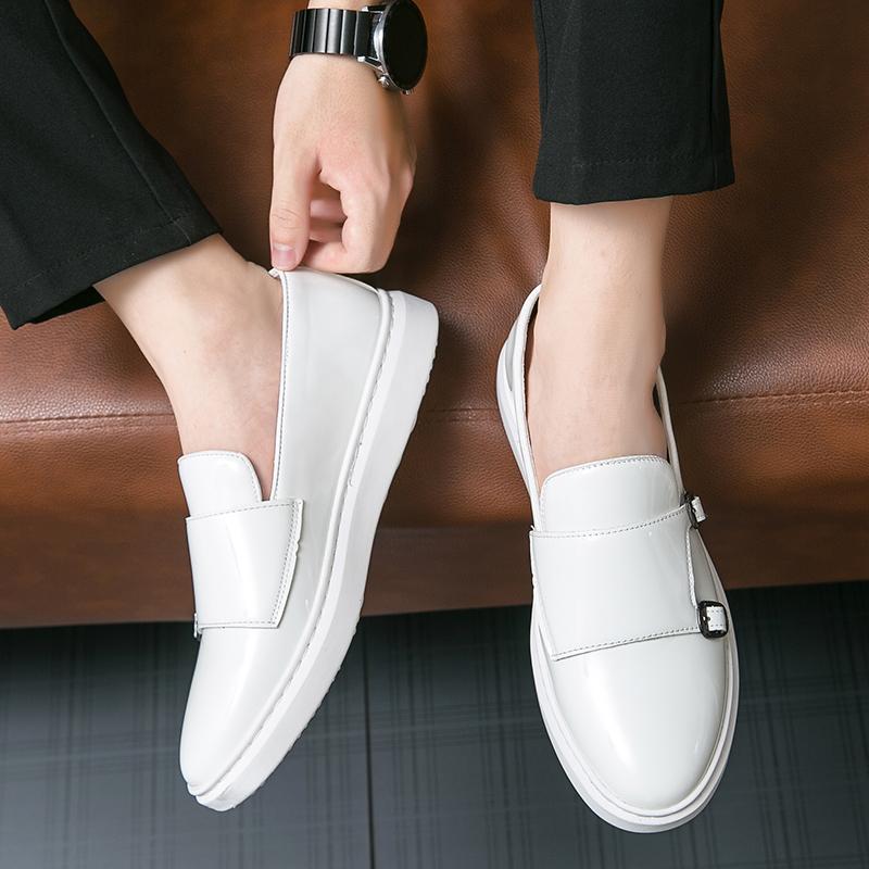 Spring New British Style Soft Soled Comfortable Loafers for Adults Shiny Casual Shoes Luxury Brand Double Button Wedding Shoes