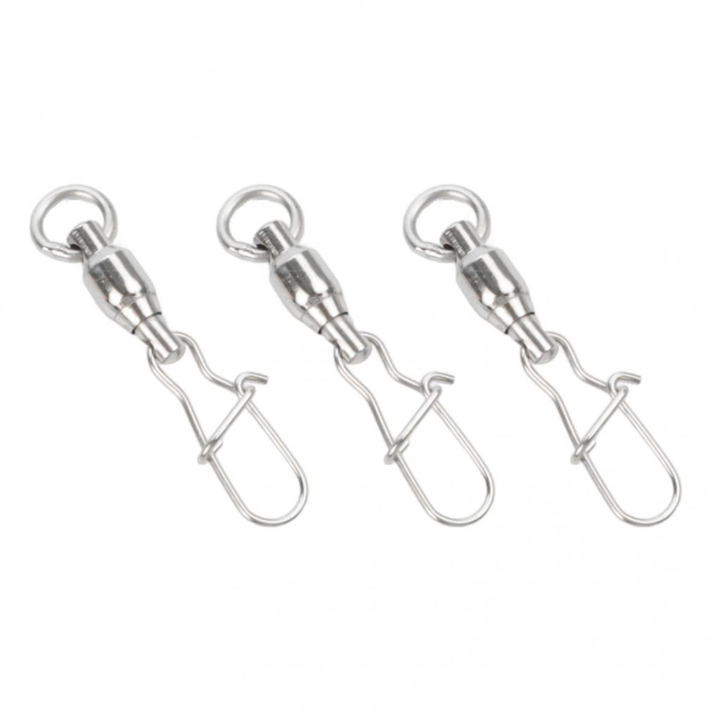 Stainless Steel Fishing Swivel Snap Connectors 3 Sizes 10 Pieces for Angling