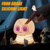 Skull Silicone Night Light with USB Charging Cute Spooky Bedside Lamp for Kids 2-Level Dimmable Soft Squeezable Fun Sensory Toy Lamp for Boys Girls