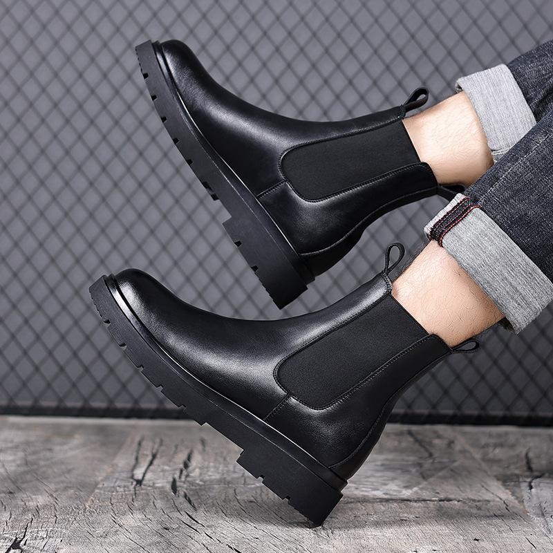 Herren Chelsea Boots Herren Herbst und Winter Britische Smoke Boots Fleece Mittel- und Hochschaft Herren Martin Boots 2025