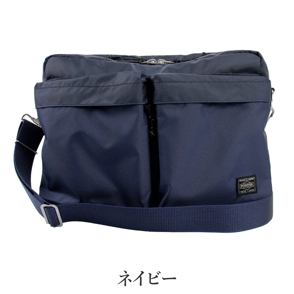 Porter Force Men's Round Shoulder Bag, Made In Japan, Easy To Use, Water-Repellent, Navy, 855-07415