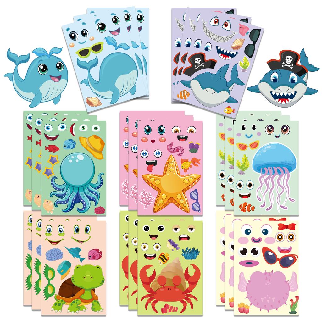 DIY Creative Marine Animal Cartoon Stickers for Kids Make a Face Activity
