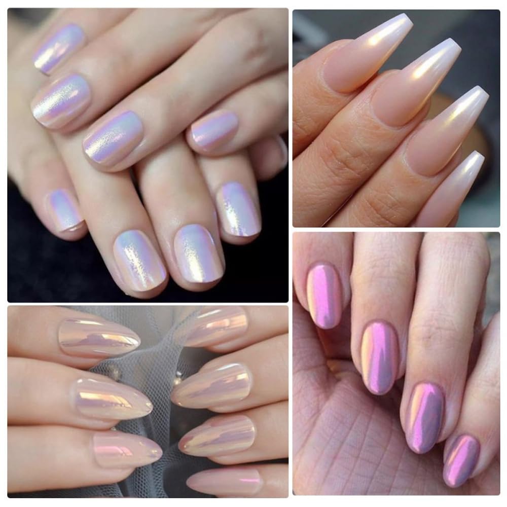 GOODCHI Aurora Powder, Mirror Powder, 6 Colors, Neon Powder, Aurora Shell Powder, Aurora Nails, Mirror Nails, DIY, Resin Nail Art (04)