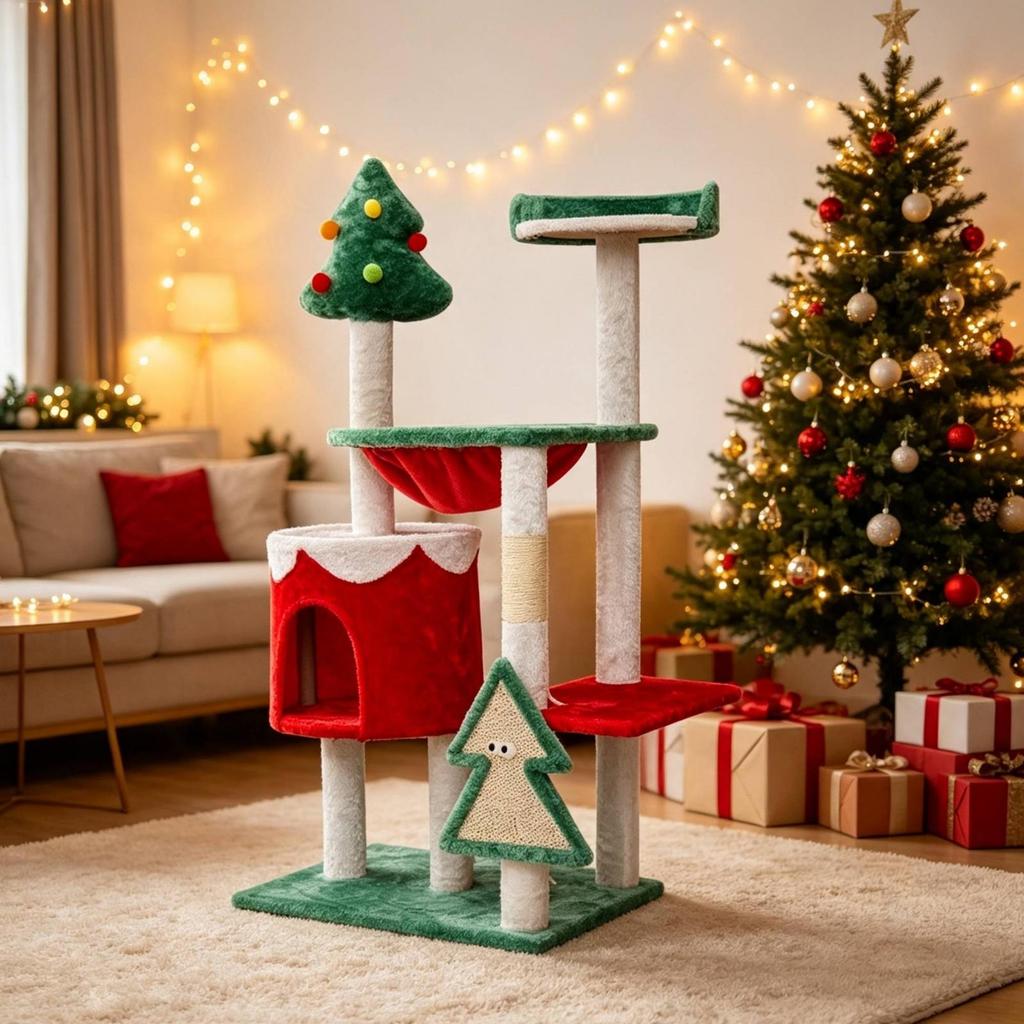 Cat Tree with Sling Festive Scratching Posts Pet Furniture