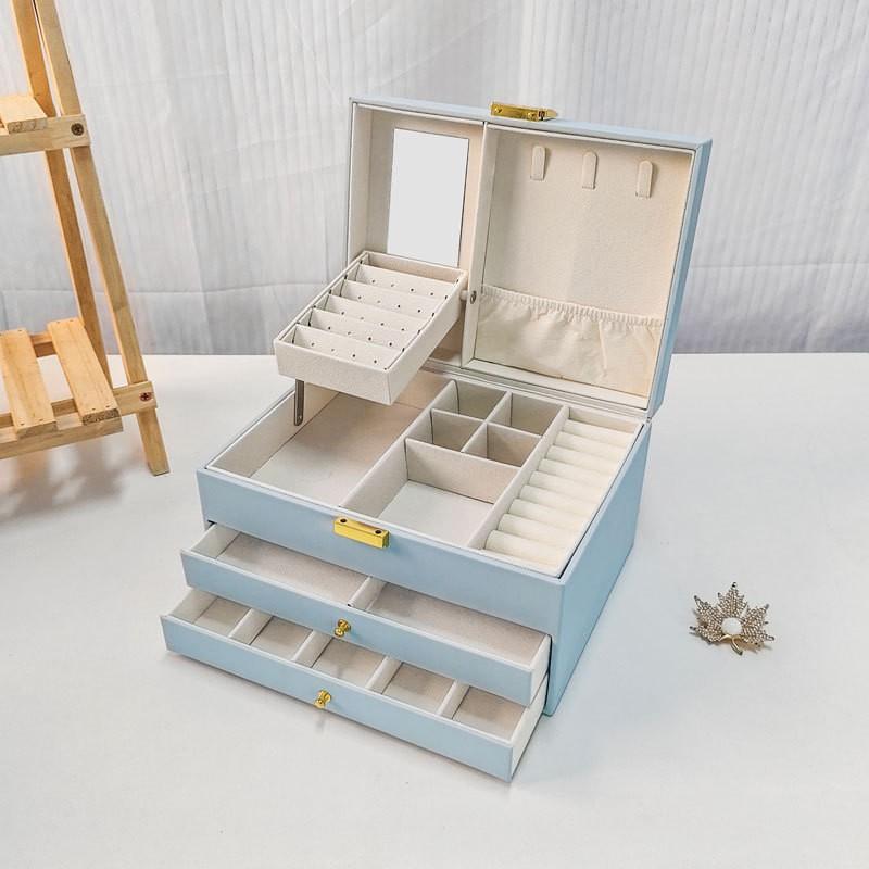 Large Capacity Jewelry Box Multi-layer Necklace Ring Organizer Portable Travel Storage Case Women