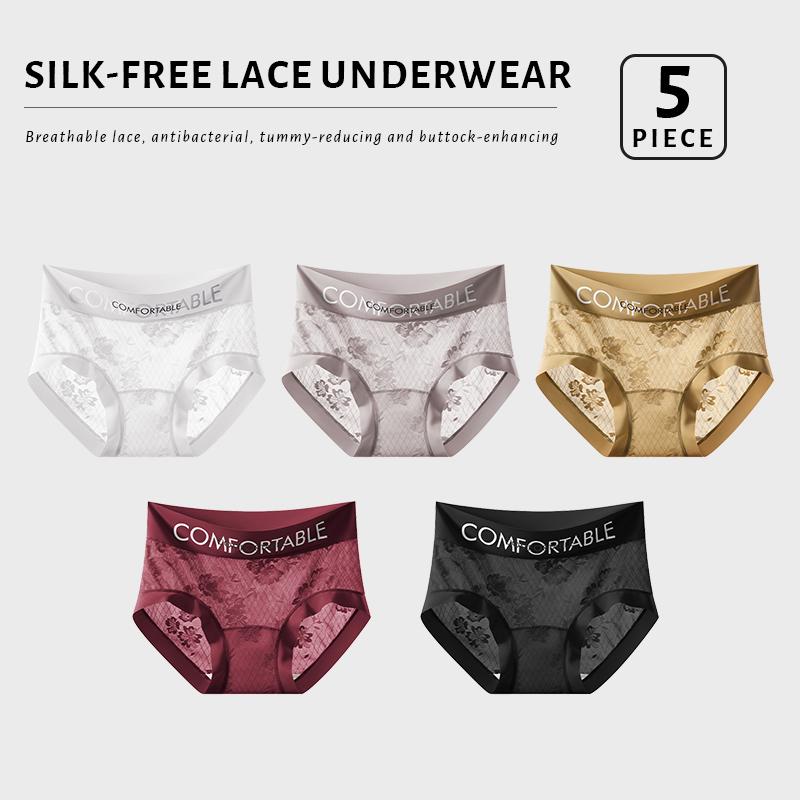 FallSweet 5Pcs/Set Women's Lace Panties Sexy Underwear Fashion Letter Waist Panties Seamless Breathable Panty Ladies Lingerie Underpants