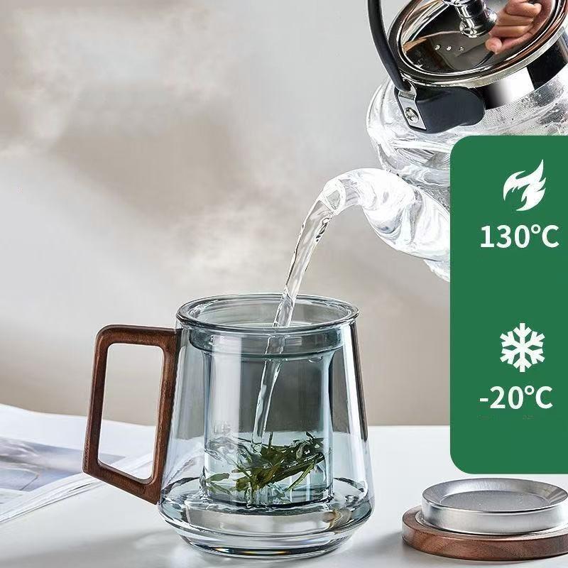 thickening Heat-resistant glass tea cup Transparent Grey Built in filter Tea set and water cup High quality home office Supplies
