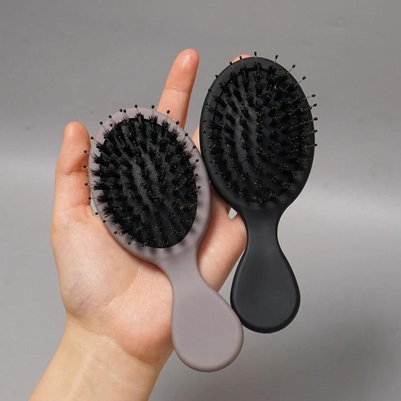 1pc Oval Boar Bristle Nylon Hair Comb Mini Anti-static Hair Scalp Massage Comb Hairbrush Salon Hair Care Brush Styling Tool