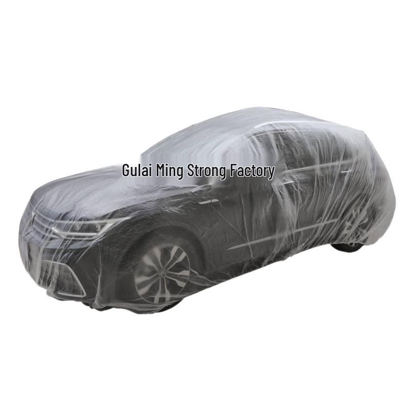 Universal Disposable Car Cover: Sun, Rain & Dust Protection, Transparent Plastic Full Cover