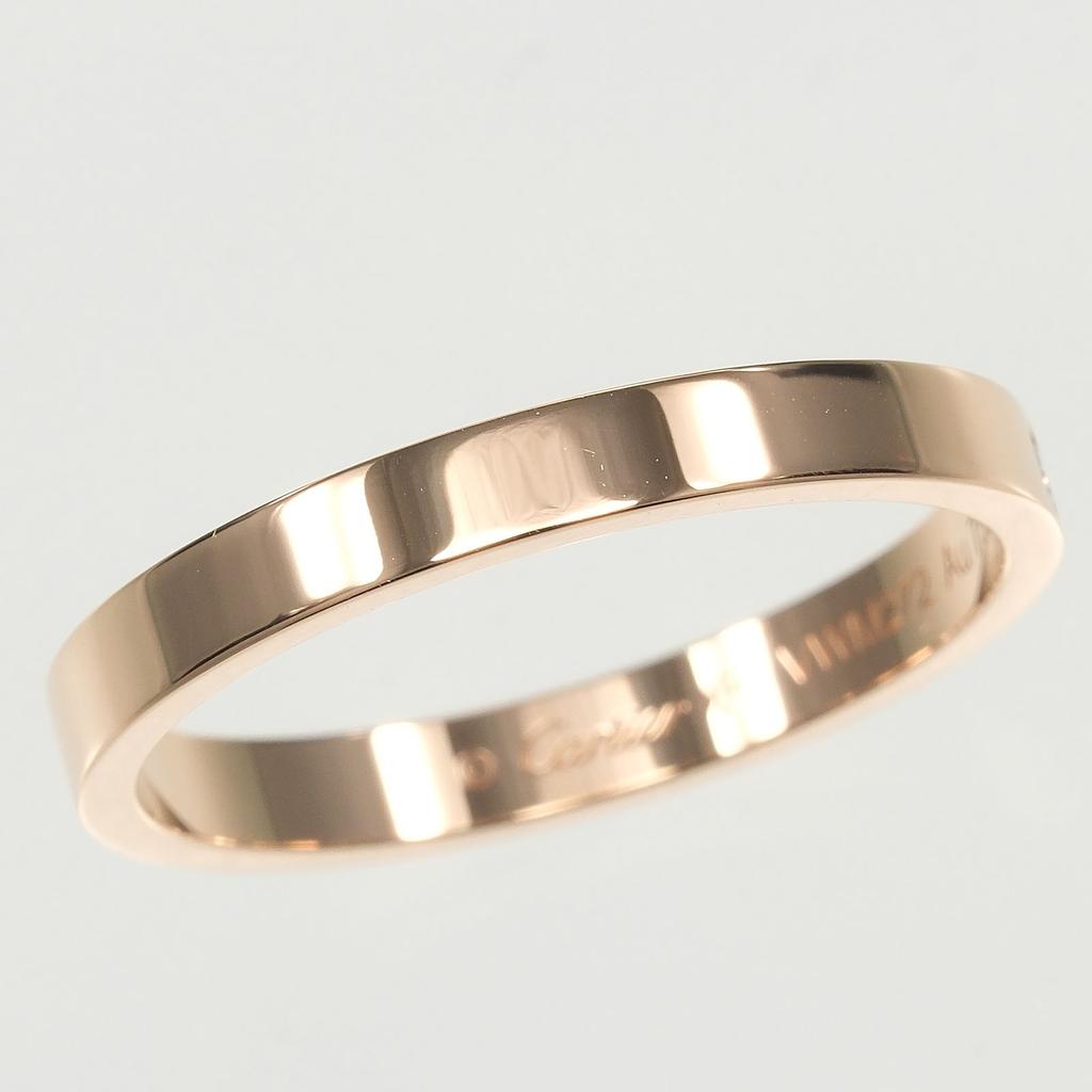 CARTIER C de Cartier engraved Ring K18 Pink Gold/diamond #11.5(US Size) 4.8g mens Used