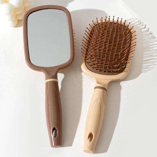 Air Cushion Brush with Mirror 2-in-1 Multi-functional Anti-static Scalp Massage Comb Men Women Portable Hair Styling Detangling Brush