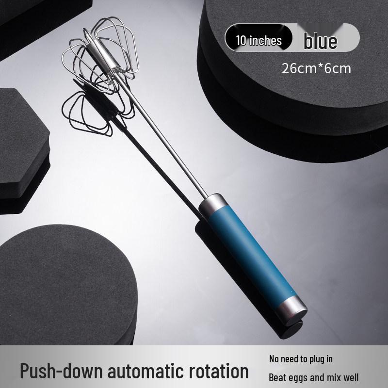 Stainless Steel Semi-Automatic Egg Beater & Whisk Handheld Baking Tool