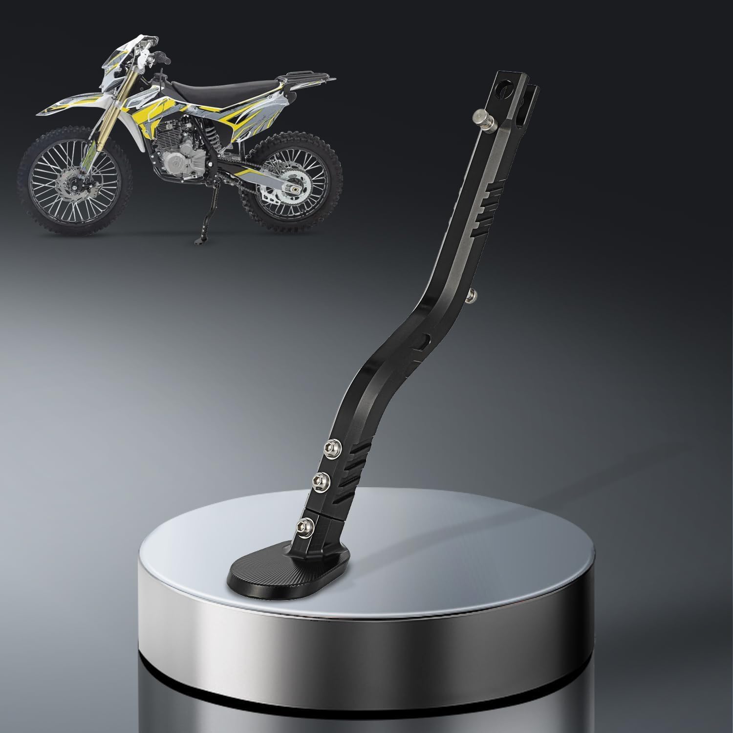 Dirt Bike Kickstand Side Stand Support Stand Adjustable Aluminum CNC for KLR650 2009-2018 Black