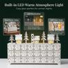 Wooden Advent Calendar with LED Village Lights, 24 Numbered Drawers for Daily Christmas Surprises Plus Seasonal Shelf Display