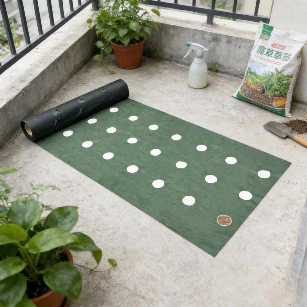 Green Black Perforated Grass Proof Cloth 19.7x3.3ft Pre-punched Permeable Outside Grass Block Fabric For Landscaping Lawn Patio