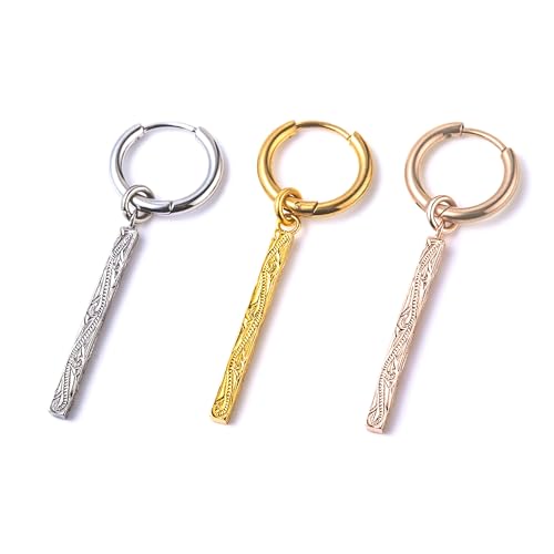 [Cisst Liber] Hawaiian Jewelry Hoop Earrings for Men and Women, Stick and Plate Style, Brand Name, Rust-Resistant, Always Wearable, Dangling, Surgical