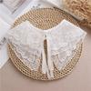 Vintage Shawl Doll Fake Collar for Women Shirt White Lace False Collar Detachable Half Shirt Lapel Blouse Female Shawl Wrap