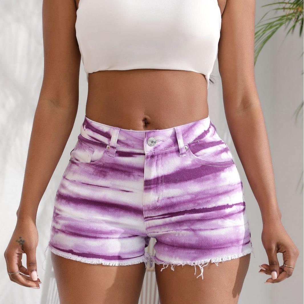 

Повседневные джинсовые шорты с принтом нового нишевого дизайна 2XL фиолетовый