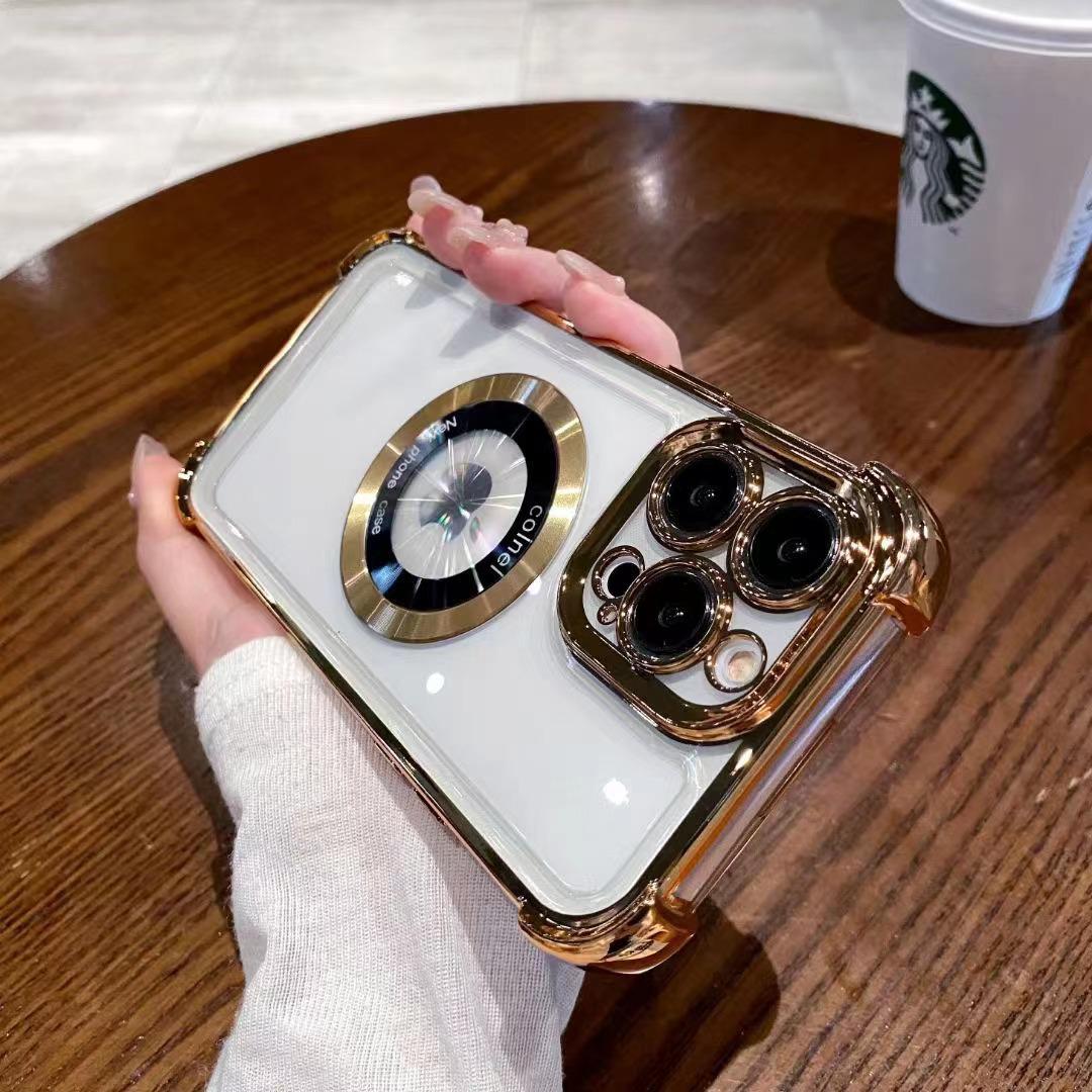 

Электроплакированный противоударный чехол, совместимый с MagSafe, для iPhone 13/14/15/16 Pro Max iPhone 13