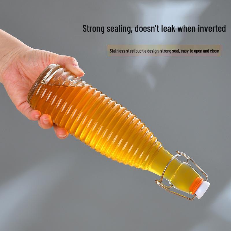 Multi-functional Thickened Transparent Glass Snap-on Bottle for Homebrewed Fruit Wine & Beverages