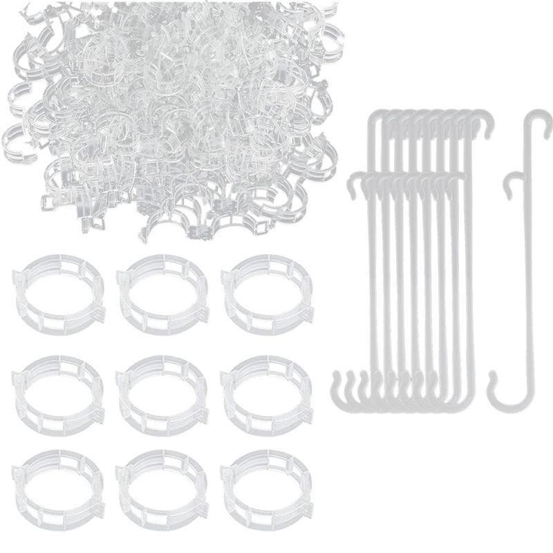 2026+ 250 Pcs Tomato Clips, Plant Support Clips and J Tomato Hooks, Plastic Trellis Clips Vegetable Cages Vine Garden Clips
