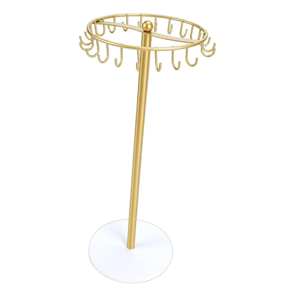 Necklace Holder Metal Necklace Display Wood Base with 22 Hooks Jewelry Home Decoration for Women